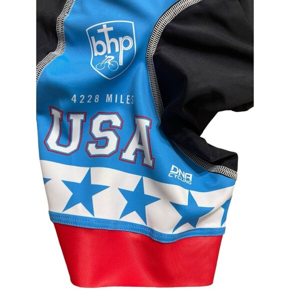 DNA Cycling Shorts Size Small S USA Flag Stars Blue Padded Made In Italy - Picture 3 of 9
